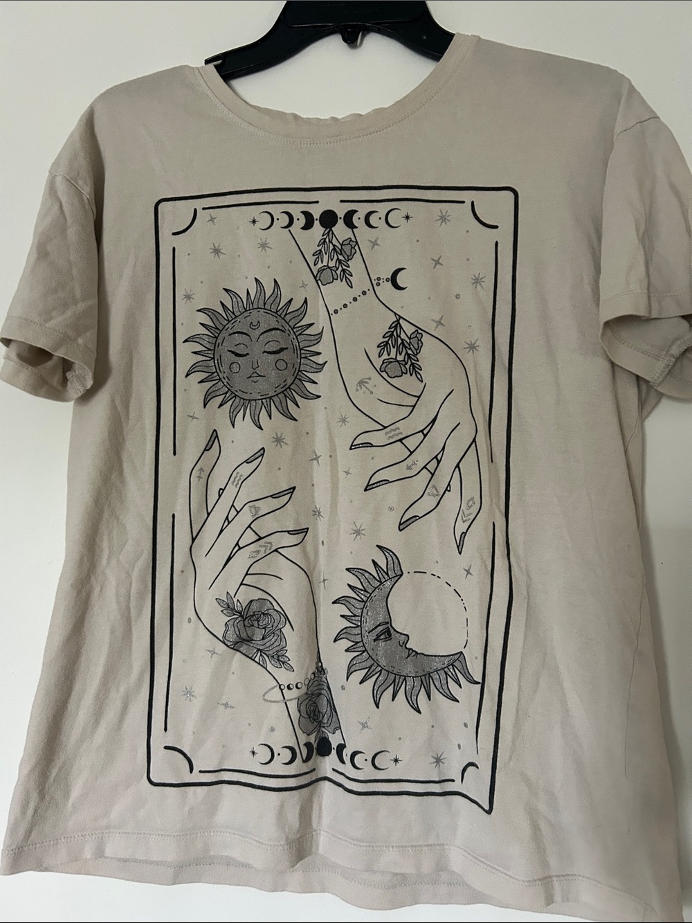 Beige Sun & Moon Graphic Short Sleeve Tee